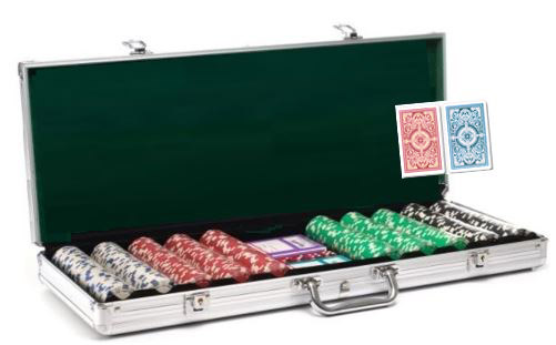 Kem Poker Chip Set: 500 11.5 Gram Dice Chips, Red and Blue Kem Arrow Decks in Aluminum Case main image